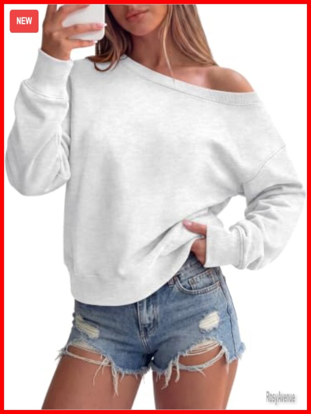 Womens Off Shoulder Crop Sweatshirt Loose One Shoulder Pullover Top